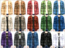 Sims 4 Male Clothes Mod: Grunge Checked Shirt for Male (Image #2)