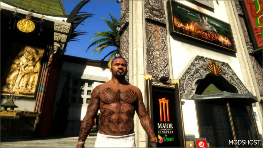 GTA 5 Tattoo Player Mod: Franklin Khmer Yant Tattoo V2.0 (Featured)