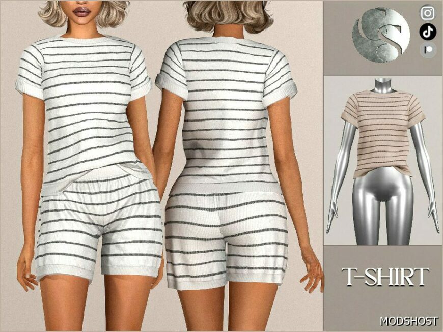 Sims 4 Elder Clothes Mod: Casual SET 442 – T-Shirt & Shorts (Featured)