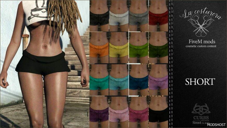 GTA 5 Player Mod: Hair + TOP + Short for MP Female (Featured)