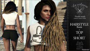 GTA 5 Player Mod: Hair + TOP + Short for MP Female (Image #2)