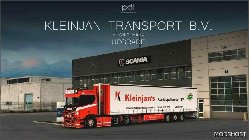 ETS2 Scania Truck Mod: R650 Kleinjan Transport B.v+Trailer V13.0 (Featured)