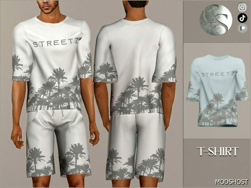 Sims 4 Elder Clothes Mod: Streetz SET 446 – T-Shirt&Shorts (Male) (Featured)