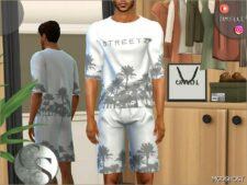 Sims 4 Elder Clothes Mod: Streetz SET 446 – T-Shirt&Shorts (Male) (Image #2)