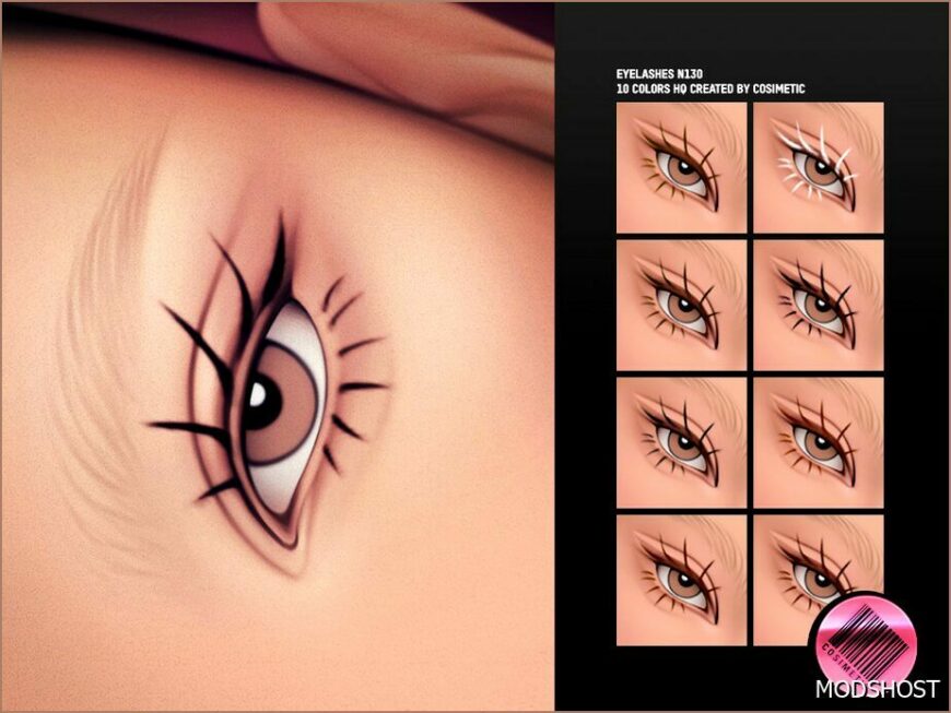 Sims 4 Female Makeup Mod: 2D Eyelashes N130 (Featured)