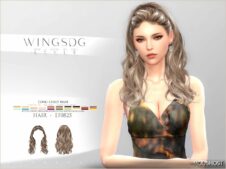 Sims 4 Female Mod: Wings Hair TS4 EF0825 (Long Curly Hair) (Featured)