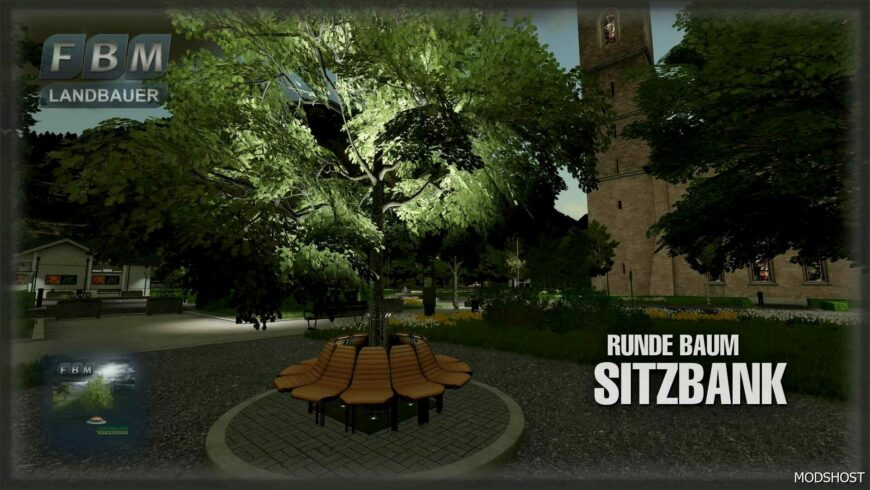 FS22 Placeable Mod: round Tree Bench (Featured)