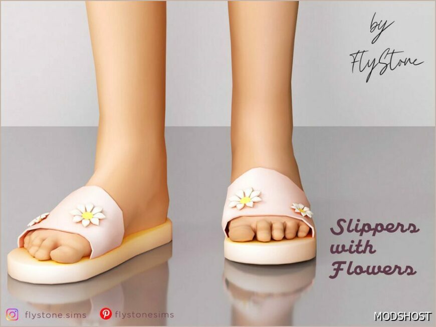 Sims 4 Kid Shoes Mod: Child Slippers with Flowers (Featured)