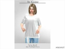 Sims 4 Female Clothes Mod: Oversize T-Shirt T-656 (Featured)