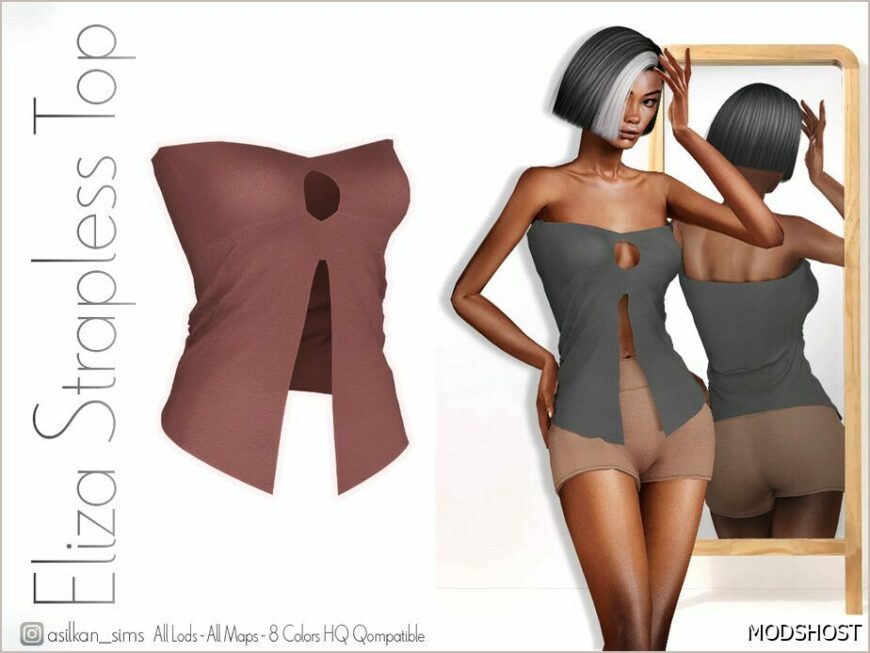 Sims 4 Elder Clothes Mod: Eliza Strapless TOP – ACN 483 (Featured)