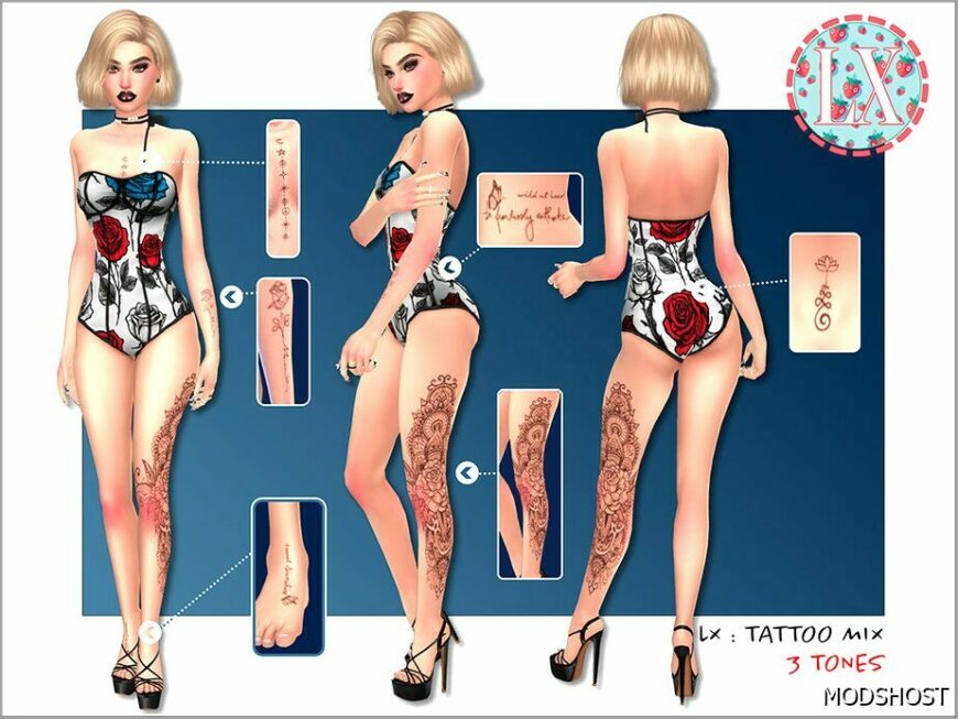 Sims 4 Female Mod: LX : Tattoo MIX (Featured)