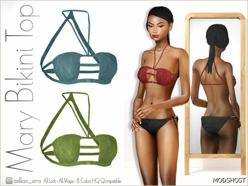 Sims 4 Female Clothes Mod: Mary Bikini TOP – ACN 483 (Featured)