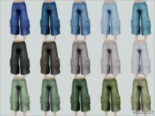 Sims 4 Adult Clothes Mod: Cropped Cargo Jeans for Female (Image #2)