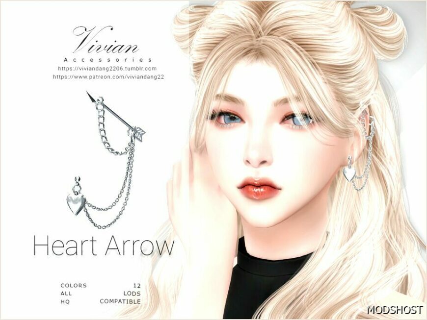 Sims 4 Female Accessory Mod: Heart Arrow – Earing (Featured)