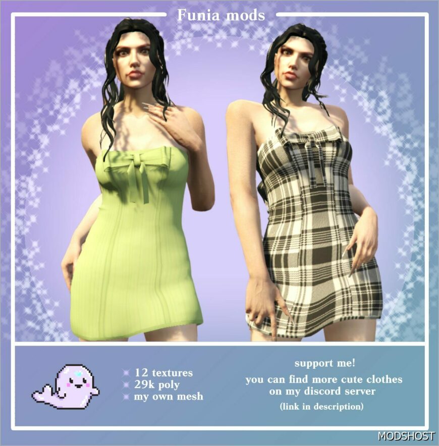 GTA 5 Player Mod: Dress with BOW for MP Female (Featured)