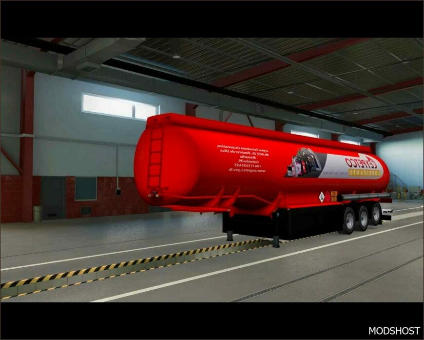 ETS2 Tanker Skin Mod: Ceypetco Fuel Tanker Trailer 1.51 (Featured)