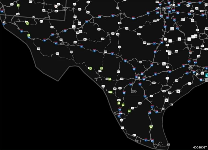 ATS Map Mod: Texas Frontage Roads Project + Tfrp Border Addon V1.6 (Featured)