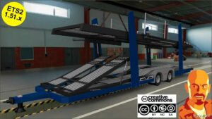 ETS2 Mod: Lohr Car Transporter Trailer V3.1 1.50-1.51 (Featured)