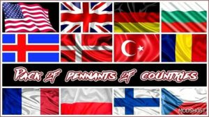 ETS2 Mod: Pack of Pennants of Countries (Featured)