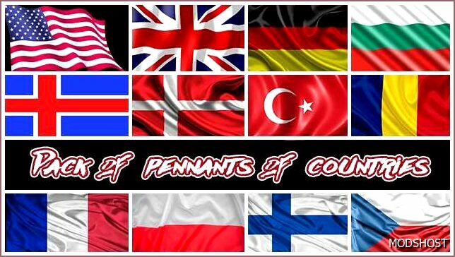 ETS2 Mod: Pack of Pennants of Countries (Featured)