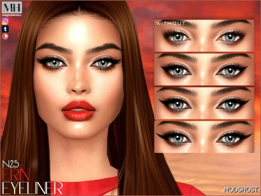 Sims 4 Female Makeup Mod: Erin Eyeliner N25 (Featured)