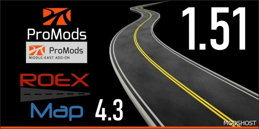 ETS2 RoExtended Map Mod: 4.3 – Promods+Middle-East 2.71 Road Connection 1.51 (Featured)