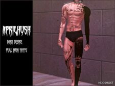 Sims 4 Male Tattoo Mod: Dark Desire Full Body Tatts Aprilhush (Image #2)