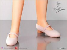 Sims 4 Female Shoes Mod: Child Heels with Pearl Buckles (Image #2)