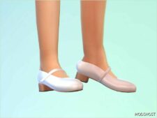 Sims 4 Female Shoes Mod: Child Heels with Pearl Buckles (Image #3)