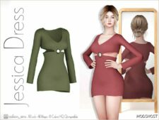 Sims 4 Dress Clothes Mod: Jessica Dress – ACN 490 (Featured)