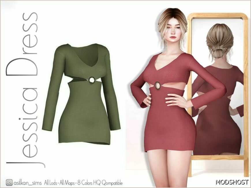 Sims 4 Dress Clothes Mod: Jessica Dress – ACN 490 (Featured)