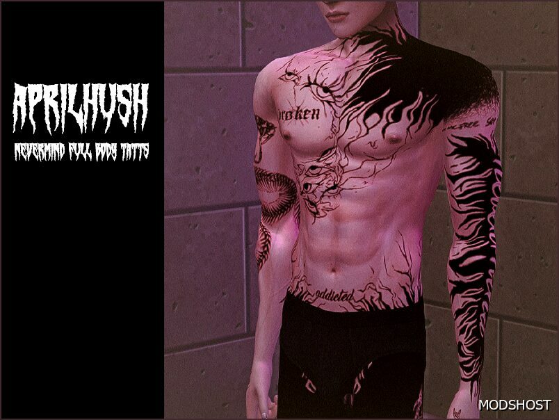 Sims 4 Male Tattoo Mod: Nevermind Full Body Tatts Aprilhush (Featured)