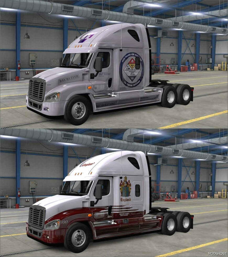 ETS2 Freightliner Mod: 50 Skins Pack for Freightliner Cascadia (Featured)