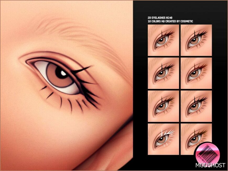 Sims 4 Female Makeup Mod: 2D Eyelashes N140 (Featured)