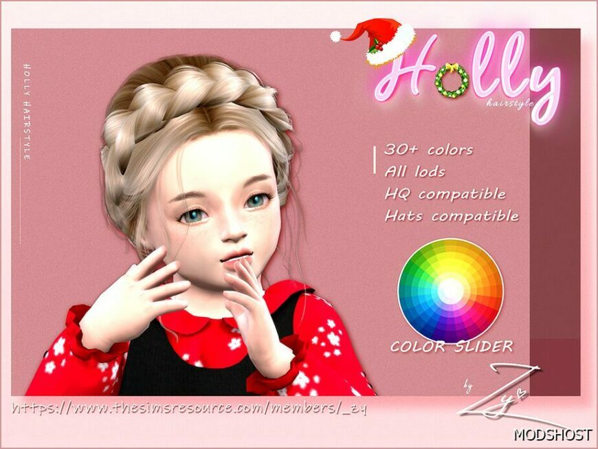 Sims 4 Female Mod: Christmas Holly Hairstyle for Toddlers (Featured)