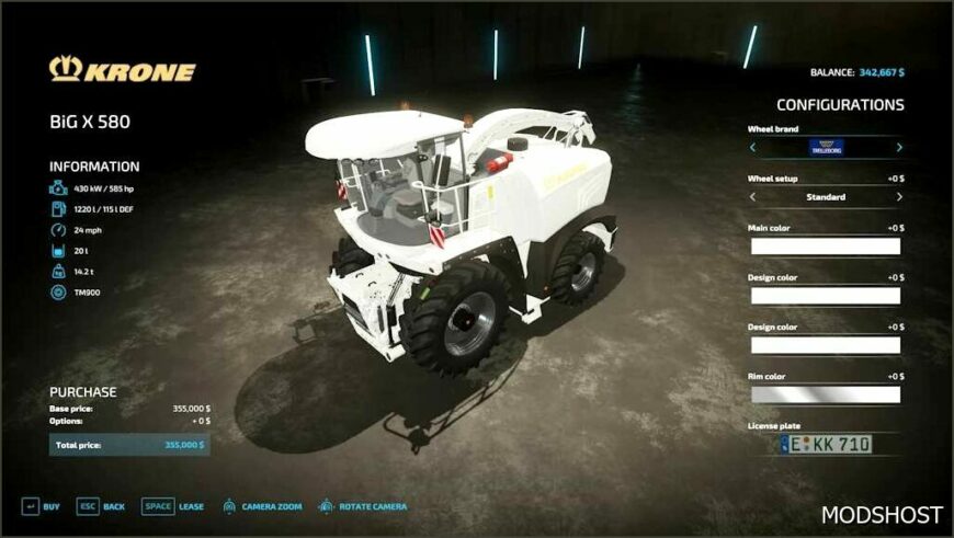 FS22 Krone Combine Mod: Bigx 580 V1.1 (Featured)