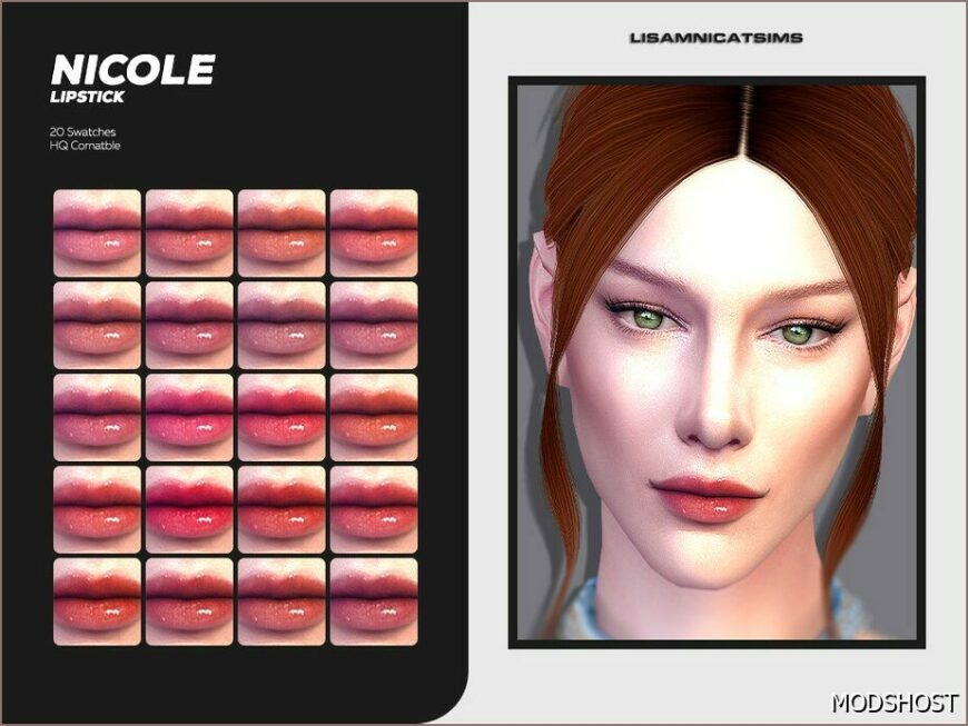 Sims 4 Lipstick Makeup Mod: Nicole Lipstick (Featured)