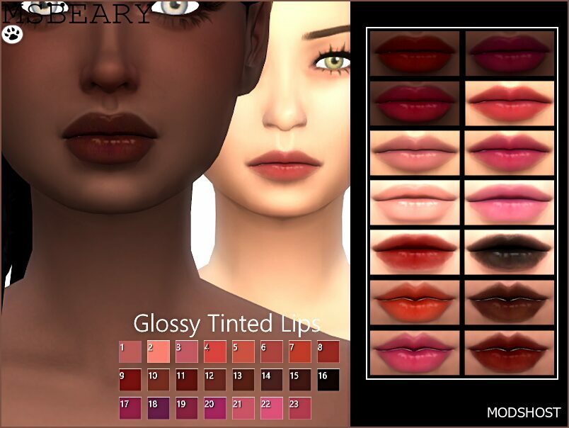 Sims 4 Lipstick Makeup Mod: Glossy Tinted Lips (Featured)