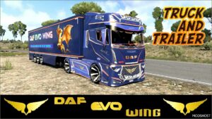 ETS2 DAF Truck Mod: EVO Wing V12 + Trailer 1.52 (Image #2)