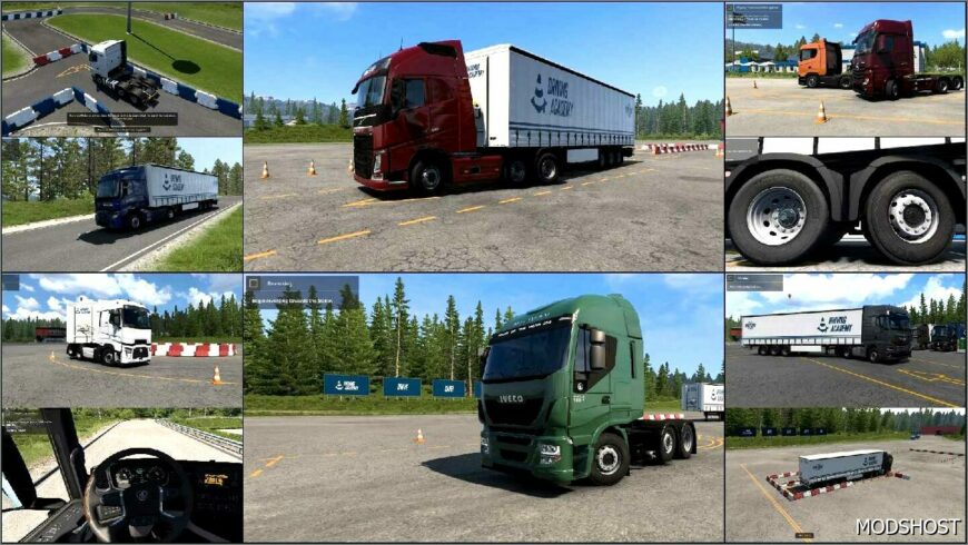 ETS2 Mod: Driving Academy Additions More Trucks to Choose from 6×2, 6×4 and EVS 1.51 (Featured)