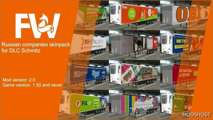 ETS2 Schmitz Mod: Pack Skins of Russian Companies for Schmitz Cargobull Trailer Pack by Mr.fox V2.0 (Featured)