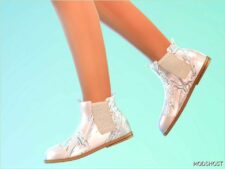 Sims 4 Female Shoes Mod: Child Boots with Glittering Texture (Image #2)