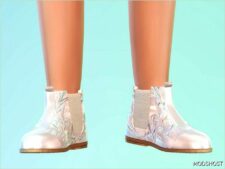 Sims 4 Female Shoes Mod: Child Boots with Glittering Texture (Image #3)