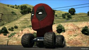 GTA 5 Vehicle Mod: Deadpool Head Monster Truck Add-On (Featured)