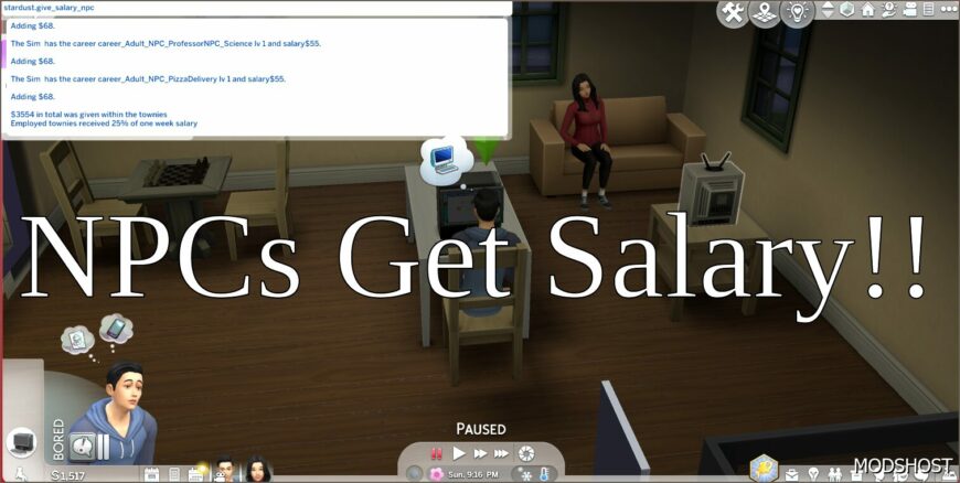 Sims 4 Mod: NPCs Get Salary (Featured)