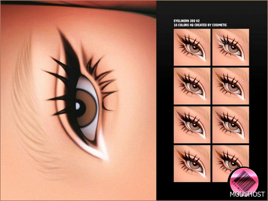 Sims 4 Female Makeup Mod: Nude Eyeliner with 2D Eyelashes N369 V2 (Featured)