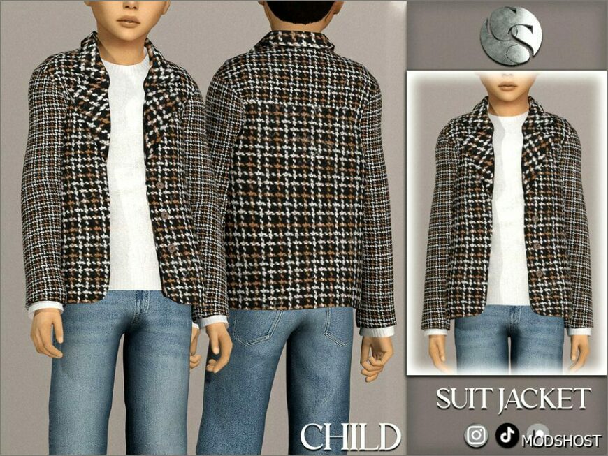 Sims 4 Male Clothes Mod: Alexandar Suit Jacket (Child) (Featured)