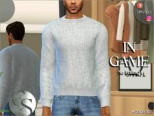 Sims 4 Jeans Clothes Mod: Alexandar Knitted Sweater (Adult) (Image #2)