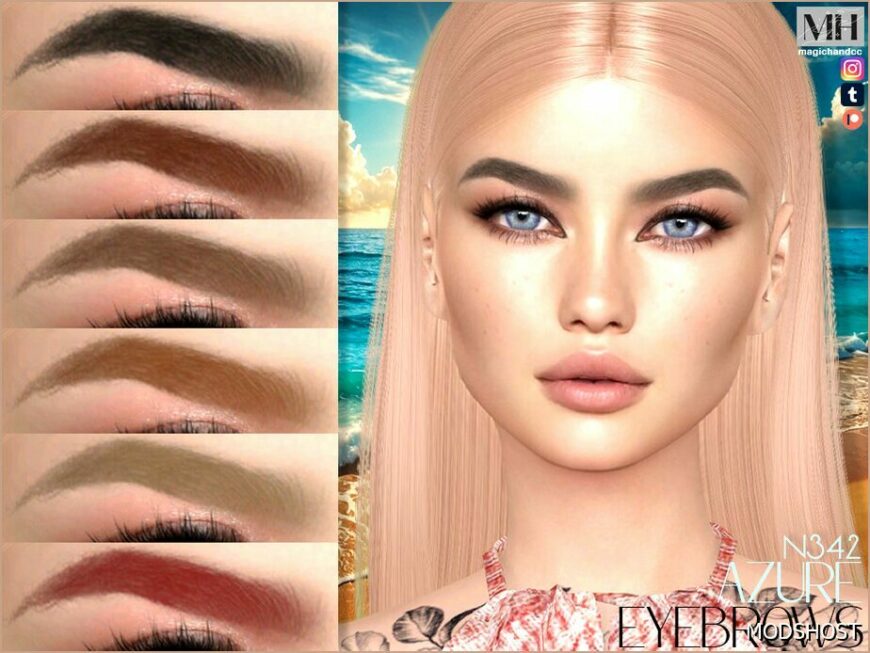 Sims 4 Eyebrows Hair Mod: Azure Eyebrows N342 (Featured)