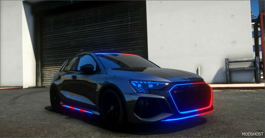 GTA 5 Audi Vehicle Mod: RS3 8Y Police Modern Lights (Featured)